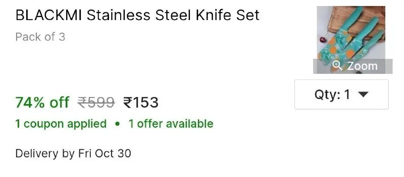 BLACKMI Stainless Steel Knife Set at ₹153