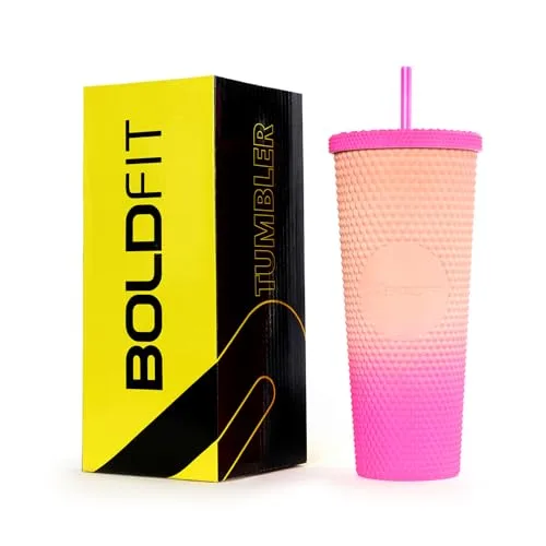 Boldfit Tumbler Water Bottle with Lid & Straw Double Walled BPA Free Plastic Sipper for Girls & Women Leakproof Travel Mug for Office & Gym  at ₹499