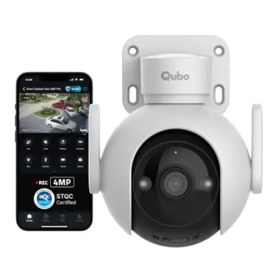 Qubo Smart Outdoor Cam Pro 360° 4MP | No SD Card Required, Records Directly on Cloud | STQC Certified | AI Person Detection at ₹4,491