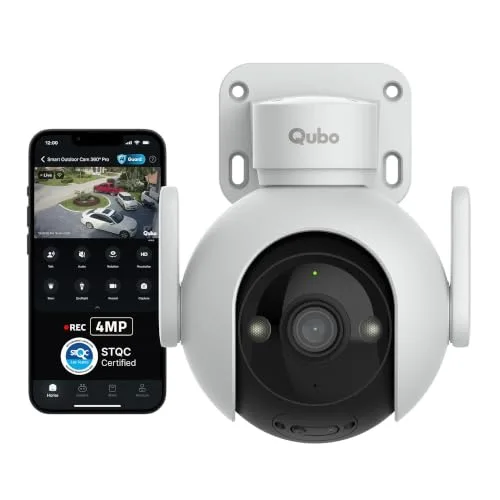 Qubo Smart Outdoor Cam Pro 360° 4MP | No SD Card Required, Records Directly on Cloud | STQC Certified | AI Person Detection at ₹4,491