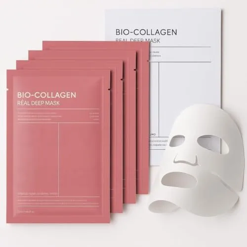 (Pack of 4) Bio-Collagen Real Deep Mask | Korean Collagen Face Mask with Low Molecular Collagen & Hyaluronic Acid | Overnight Hydrating Hydr at ₹219