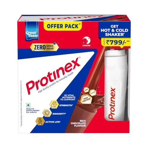 Protinex Rich Chocolate 1Kg Offer Pack with Hot and Cold Shaker worth at ₹950