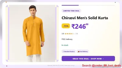 Chirasvi Men's Solid Kurta at ₹246