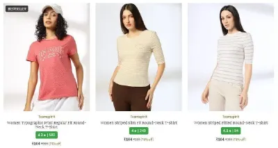 Min 70% Off On Women T-shirts Starting From 104