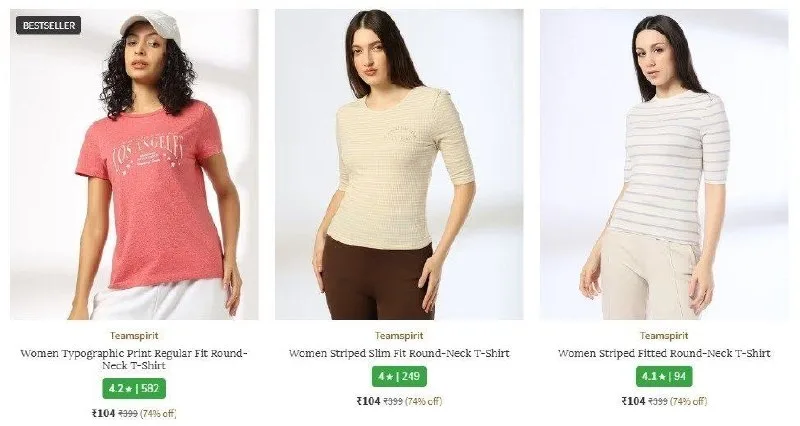 Min 70% Off On Women T-shirts Starting From 104