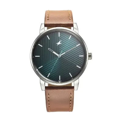 Fastrack Men Stunners Quartz Analog Green Dial Brown Leather Strap Watch for Guys at ₹895