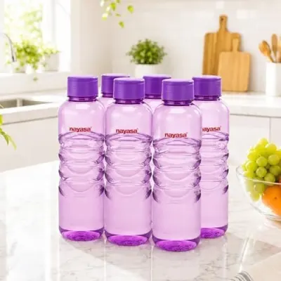 Nayasa Revello 1000 ML Pet Plastic Fridge Water Bottles Set of 6 | BPA Free | Leak Proof | Airtight Lid | Purple at ₹196