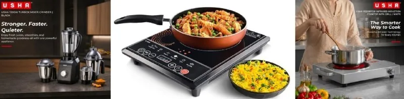 Grab : Upto 42% OFF On Usha Induction Cooktop & Mixer Grinder + Bank Offer