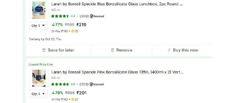 LOOT BOROSIL LUNCHBOXES At ₹ 70%-74% OFF + BUY 2 GET EXTRA 20% OFF