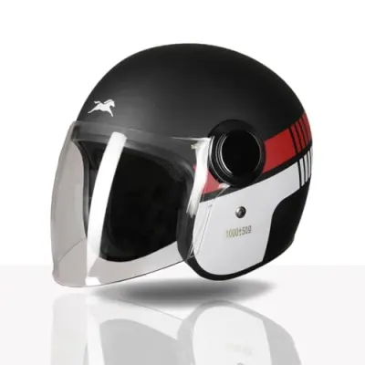TVS Silk Route Helmet for Men & Women | Vintage Open Face Helmet with Clear Visor | ISI & DOT Certified | ABS Shell | EPS Liner | Retro Styl at ₹1,621