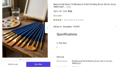 Brushes Set of 12 at ₹93