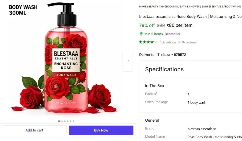 blestaaa essentialss Rose Body Wash (300 ml) at ₹80