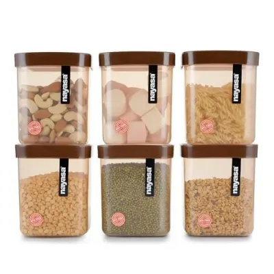 Nayasa Fusion 1000 ml BPA Free Food Grade Airtight Kitchen Storage Stackable Containers - Set of 6 at ₹423