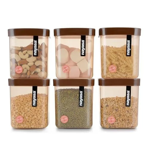 Nayasa Fusion 1000 ml BPA Free Food Grade Airtight Kitchen Storage Stackable Containers - Set of 6 at ₹423