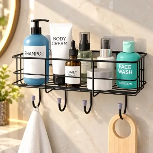 Plantex Bathroom Organiser Without Drill/GI Steel Self Adhesive Bathroom Shelf/Bathroom Stand for Wall/Bathroom Accessories Set Pack of 1 (B at ₹194