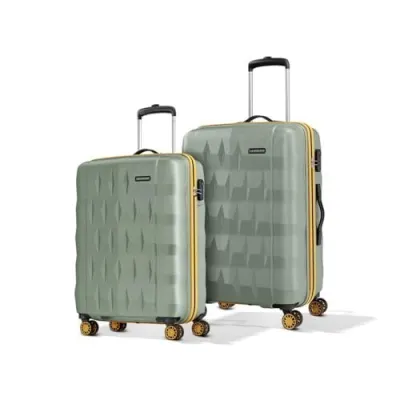 Aristocrat Comet Set of 2 (Cabin+Medium) Hard Case Trolley Bags, Green at ₹2,799