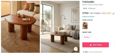 THEGASBH Coffee Table at ₹7,795