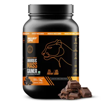 Beastlife High Protein Mass/Weight Gainer - Belgian Chocolate, 1 Kg at ₹664