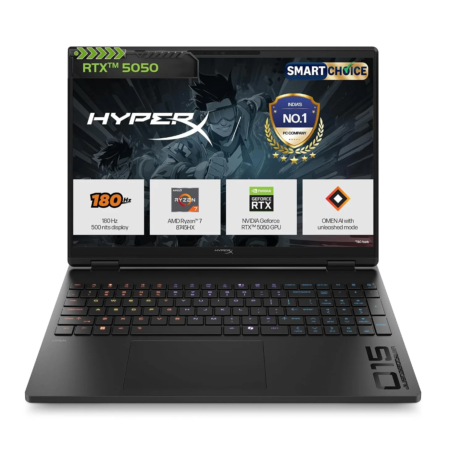 HP HyperX OMEN 15 Smartchoice – AMD Ryzen 7 8745HX, 8GB RTX 5050, 16GB DDR5, 1TB SSD, 2.5K 500nits, 3 ms, 15.3″ at ₹94,240