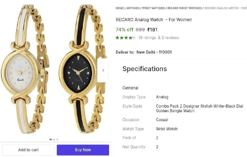 Pack of 2 Analog Watch at ₹181