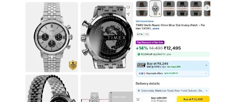 Timex Marlin Panda Dial Watch at ₹8,246