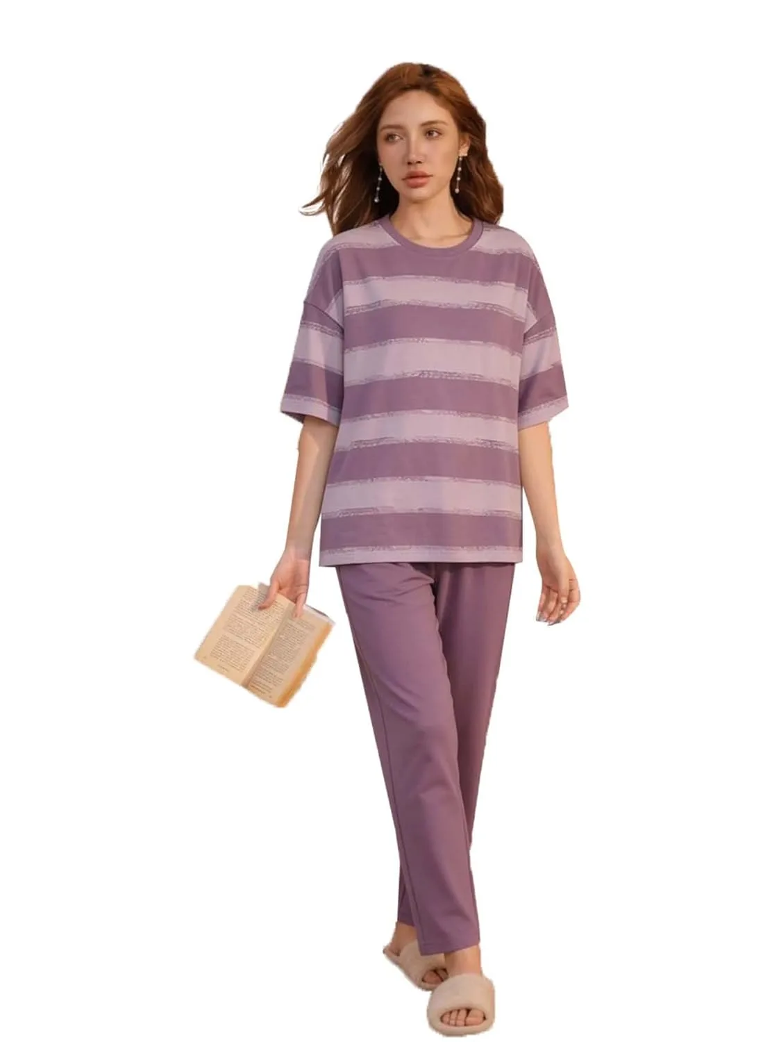 Lymio Womens Korean Night Dress | Full Pyjama Set | Korean N at ₹349
