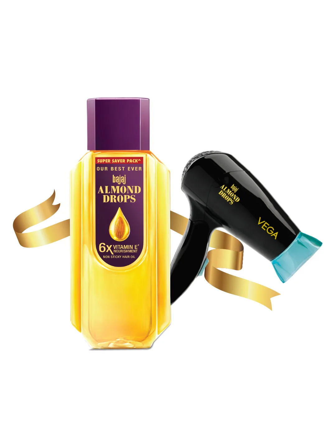 Bajaj Almond Drops Hair Oil (625ml) & Vega Hair Dryer at ₹620
