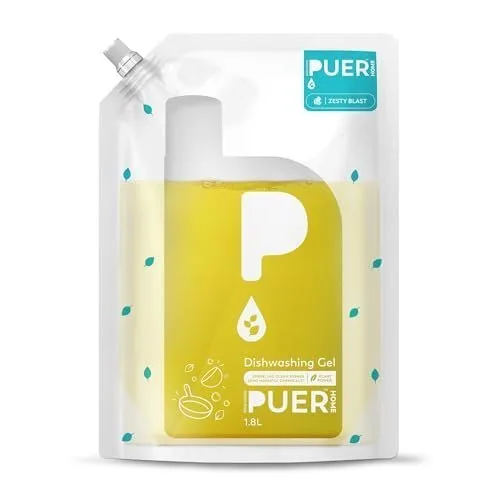 PUER Dishwashing Gel | Zesty Blast | 1800ml Refill Pouch at ₹99