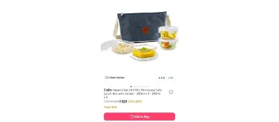 Cello Imperial Set of 4 Mix Microwave Safe Lunch Box with Jacket at ₹521
