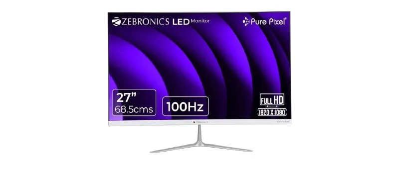ZEBRONICS 27” (68.5 Cm) Bezel-less LED Monitor, 100Hz at ₹7,999