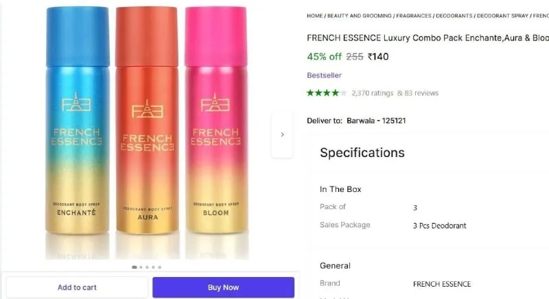 FRENCH ESSENCE Luxury Combo Pack For Women (150 ml, Pack of 3) at ₹140