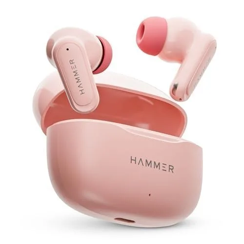 HAMMER Airflow Neo Bubblegum Earbuds with 80H Playtime, 13mm Titanium Driver, 40ms Gaming Mode, Fast Charging Buds, Type-C Charging, Voice A at ₹497