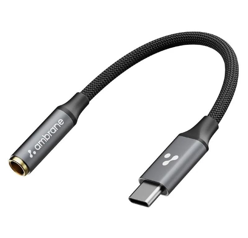 Ambrane Type C to 3.5mm Audio Jack Converter with DAC Headphone Adapter at ₹129
