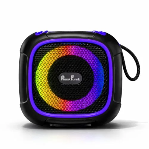 PunnkFunnk Beat Pro Bluetooth Speaker, Deep Bass Sound, RGB LED Lights, Portable Wireless Speaker, Rechargeable Battery Powered, TF Card/USB at ₹499