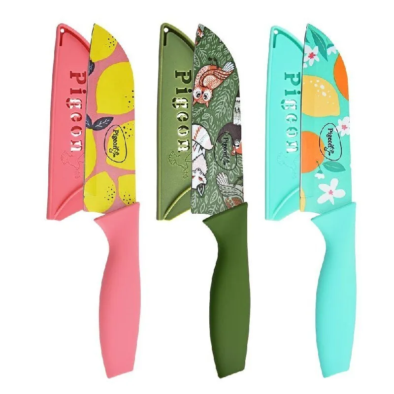 Pigeon by Stovekraft Edge Flora Stainless Steel Knife 3Pc Set (Blue, Green, Orange) at ₹399