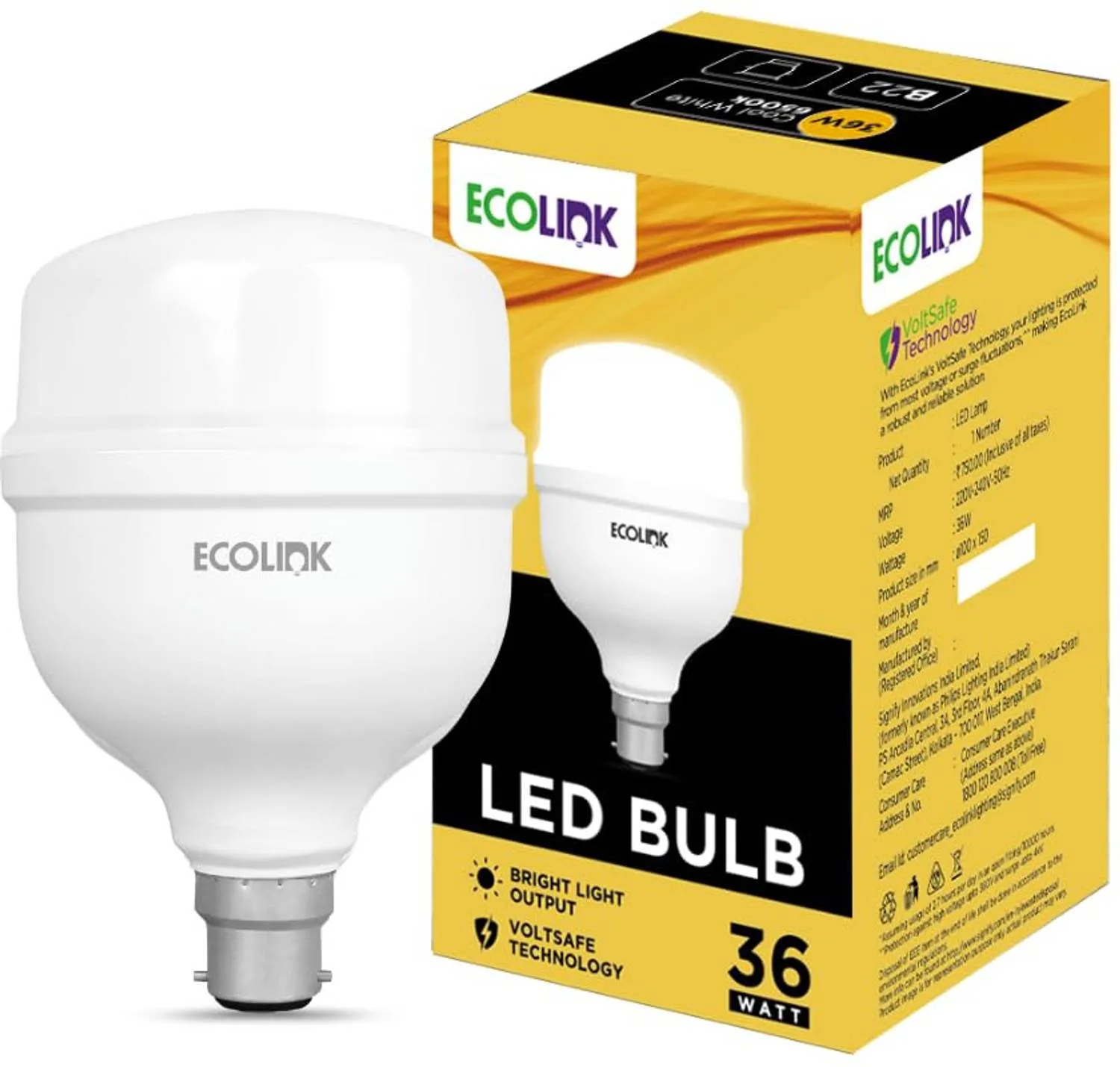 EcoLink 36 W Eye Safety Compliance Standard B22 LED Bulb at ₹130