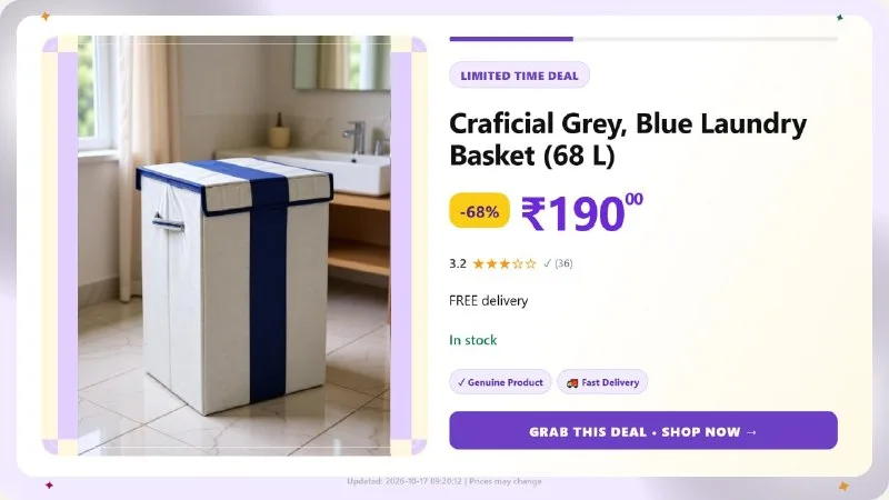 68 L Black Laundry Bag at ₹190