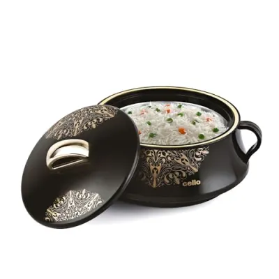 CELLO Midas Casserole Hot Pot Box for Daily Use & Kitchen 1500 ml, Black | BPA Free Serving Inner Steel Insulated Food Grade Airtight Sturdy at ₹359