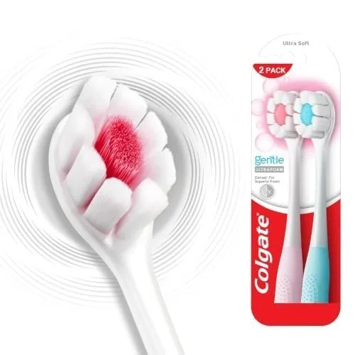 Colgate Gentle UltraFoam Ultra Soft Bristles Manual Toothbrush for adults, 2 Pcs, Soft Bristles for Superior Clean, Assorted at ₹140