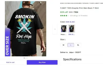 Graphic Print Men Black T-Shirt at ₹164