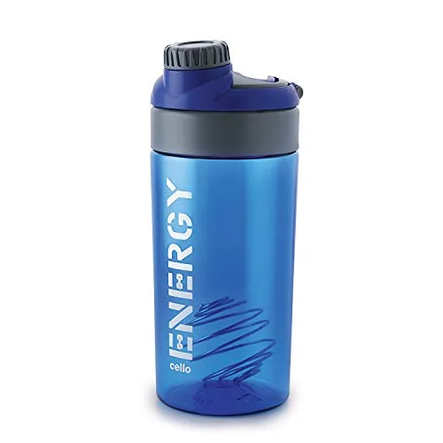 CELLO Energy Plastic Protein Shake Bottle | Flip top open| Leak Proof & Easy to clean | Gym Protein Shaker Bottle |700ml, Blue at ₹133