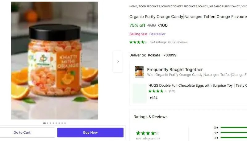 Orange Toffee (400 g) at ₹100