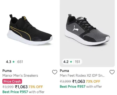 Puma Shoe Steal Deals – Flat 70-75% Off
