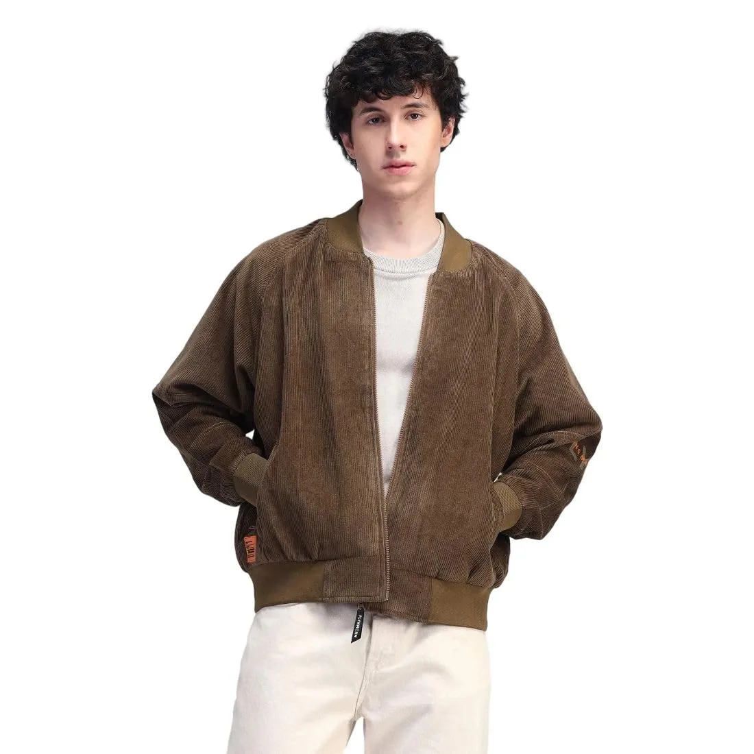 Flying Machine Relaxed Fit Suede Bomber Jacket at ₹2,100