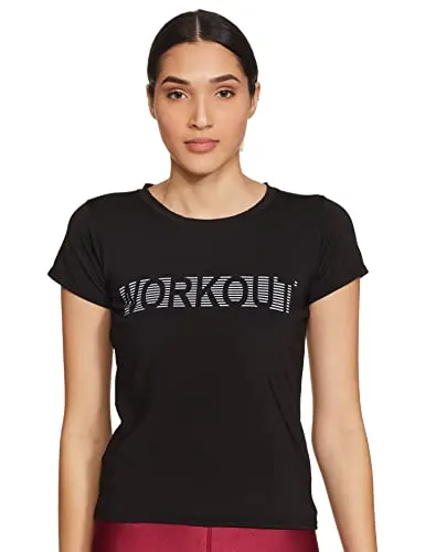 Clo Women's Comfort Fit Active Text Print T-Shirt at ₹93