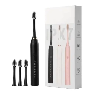 Sonic Electric Toothbrush Black With 4 Replacement Brush Hea at ₹227
