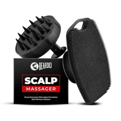 Beardo Silicone Body Scrubber & Scalp Massager for Men | Cleanses, Exfoliates & Removes Dead Skin | Super Soft Silicone Bristles for Both Bo at ₹260