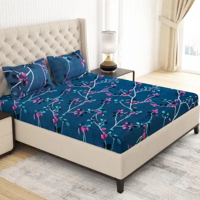 150 TC Cotton Feel Glace Cotton Printed Double Bed Bedsheet at ₹149