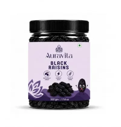 Auravita Black Raisins 500 gm | Kali Kishmish/Kismis | Dry F at ₹299