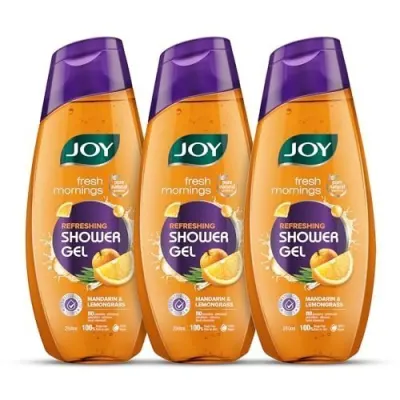 Joy Mandarin & Lemongrass Shower Gel Body Wash Value Combo Pack (250ml x 3) | With Vitamin C for Acne Control & Lemongrass for Fighting Body at ₹249
